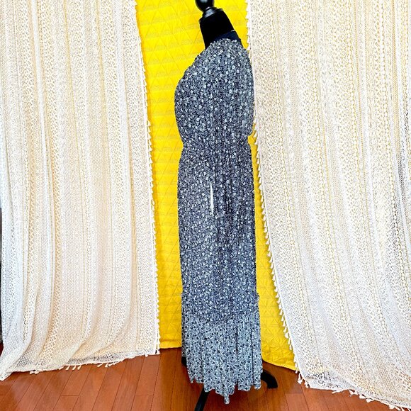 Knox Rose Black Floral Tiered Prairie Maxi Dress Size XL - Cottagecore - Picture 3 of 11